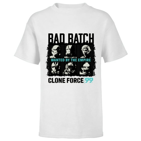 Star Wars The Bad Batch Clone Force 99 Wanted by the Empire - Short Sleeve T-Shirt for Kids - Customized-White