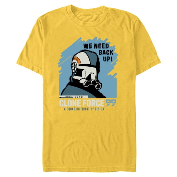 Star Wars The Bad Batch Echo Quote “We Need Back Up!” - Short Sleeve Blended T-Shirt for Adults - Customized-Yellow