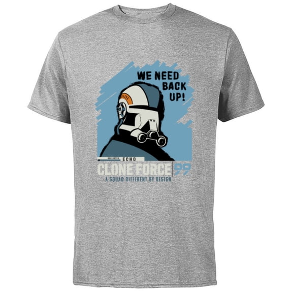 Star Wars The Bad Batch Echo Quote “We Need Back Up!” - Short Sleeve Cotton T-Shirt for Adults - Customized-Athletic Heather