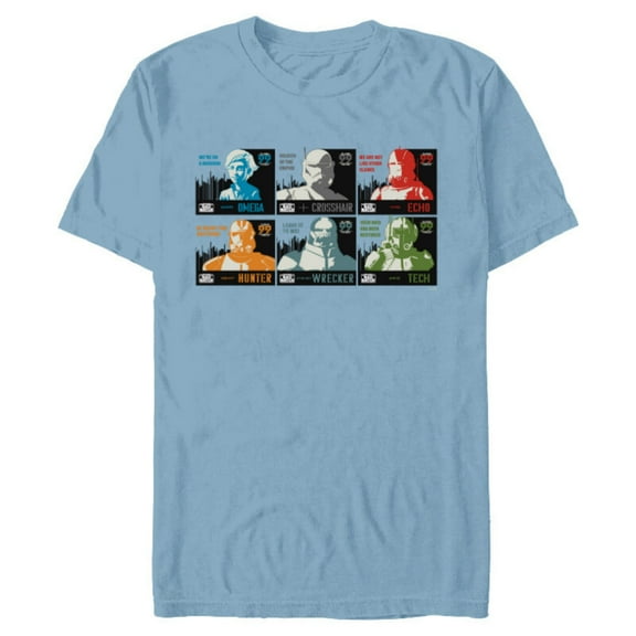 Star Wars The Bad Batch Faces Names and Quotes - Short Sleeve Blended T-Shirt for Adults - Customized-Ocean Blue