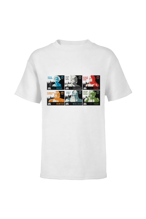The Bad Batch Faces Names and Quotes - Short Sleeve T-Shirt for Kids - Customized-White