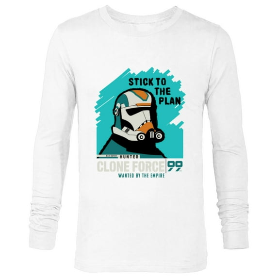 Star Wars The Bad Batch Hunter Quote “Stick to the Plan” - Long Sleeve T-Shirt for Men - Customized-White