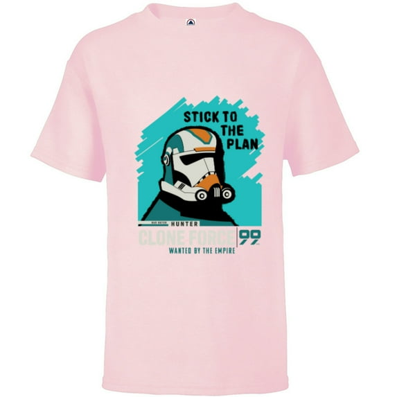 Star Wars The Bad Batch Hunter Quote “Stick to the Plan” - Short Sleeve T-Shirt for Kids - Customized-Soft Pink