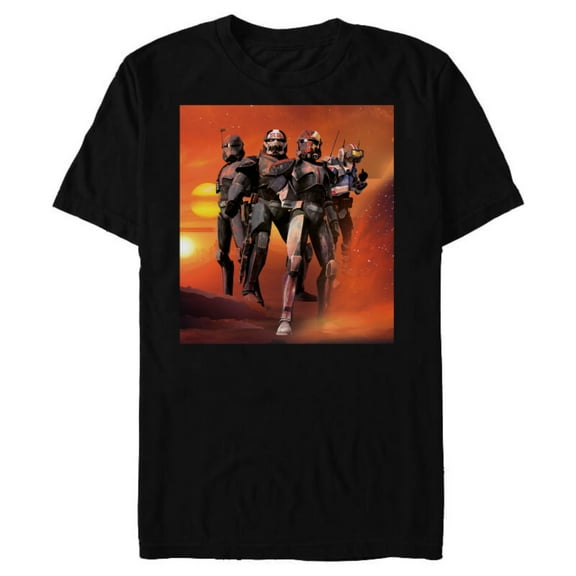 Star Wars The Bad Batch Hunter Wrecker Tech Crosshair Sunset Standard - Short Sleeve Blended T-Shirt for Adults – Customized-Black