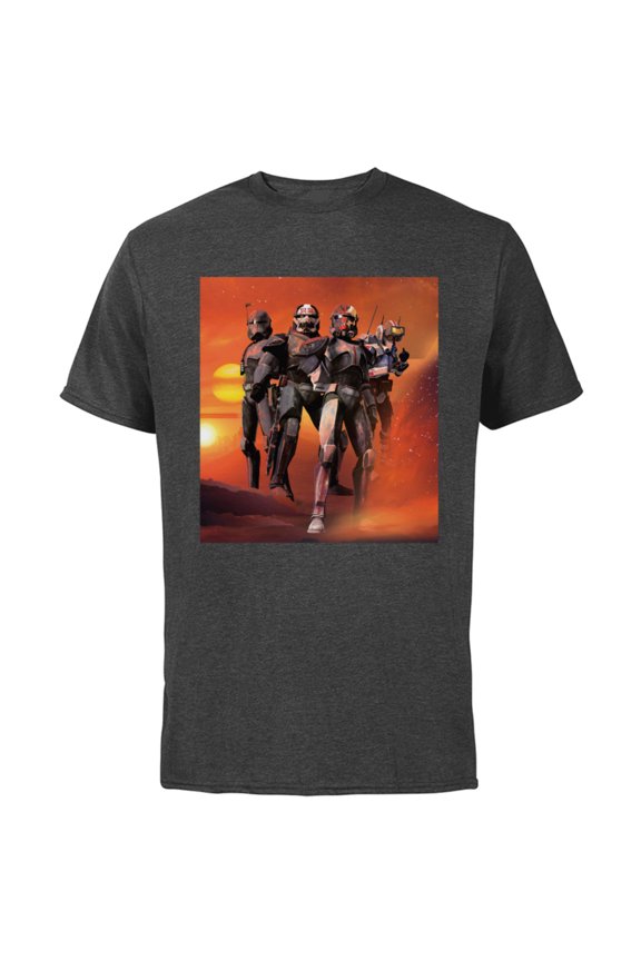 The Bad Batch Hunter Wrecker Tech Crosshair Sunset Standard - Short Sleeve Cotton T-Shirt for Adults - Customized-Charcoal