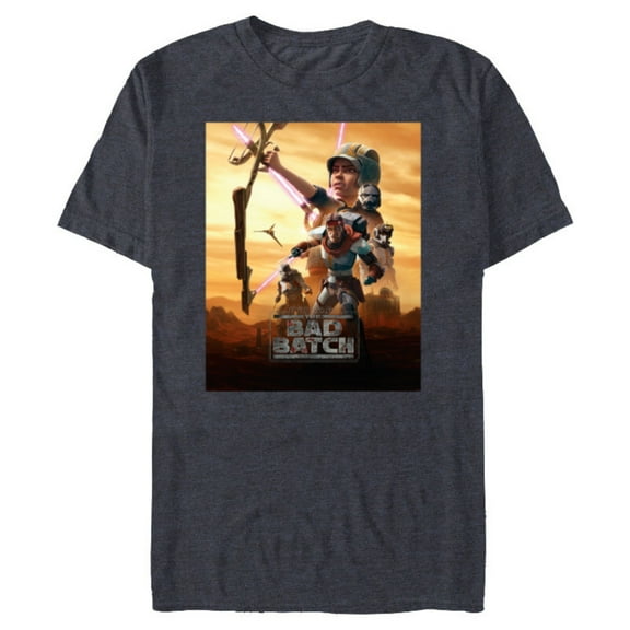 Star Wars The Bad Batch Mercenary Team Poster Art- Short Sleeve Blended T-Shirt for Adults - Customized-Navy Heather