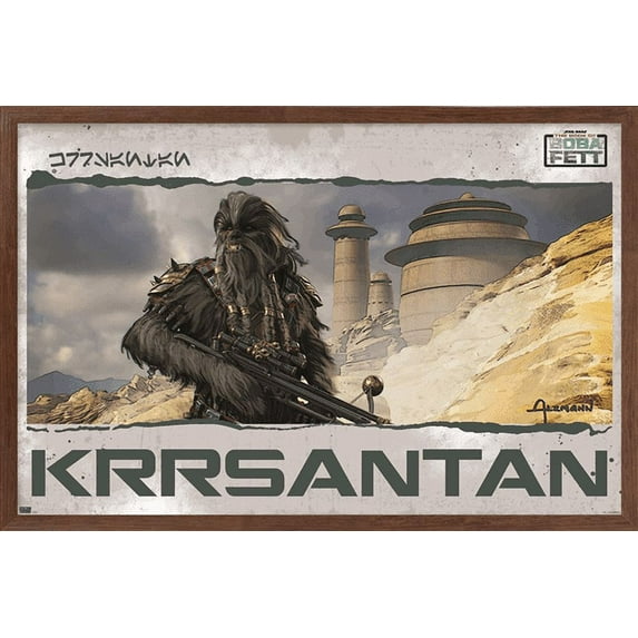 Star Wars: The Book of Boba Fett - Black Krrsantan Concept Art Wall Poster, 14.725" x 22.375", Framed