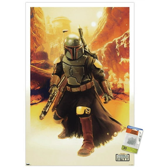 Star Wars: The Book of Boba Fett - Boba In Canyon Wall Poster with Pushpins, 22.375" x 34"