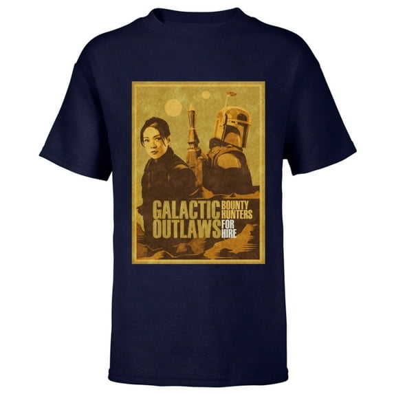 Star Wars The Book of Boba Fett Fennec Galactic Outlaws - Short Sleeve T-Shirt for Kids – Customized-Navy