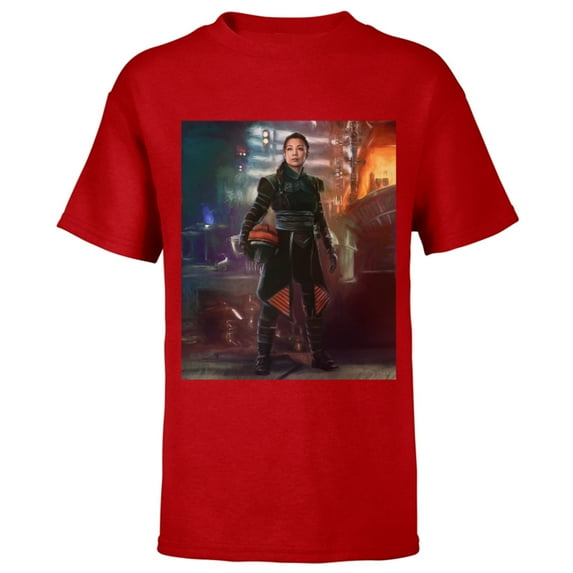 Star Wars The Book of Boba Fett Fennec Shand Portrait - Short Sleeve T-Shirt for Kids – Customized-Red