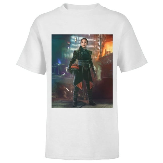Star Wars The Book of Boba Fett Fennec Shand Portrait - Short Sleeve T-Shirt for Kids – Customized-White
