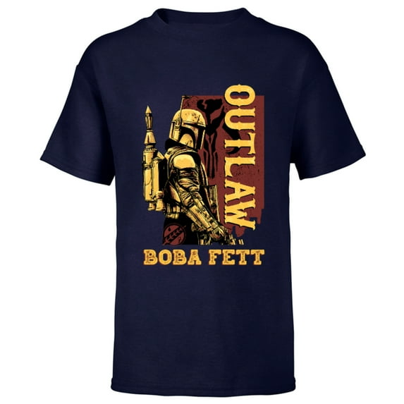 Star Wars The Book of Boba Fett Galactic Outlaw Poster - Short Sleeve T-Shirt for Kids – Customized-Navy
