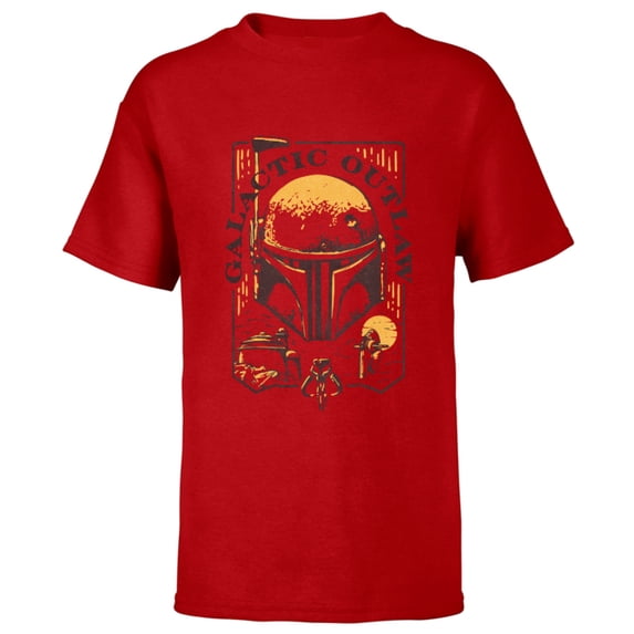 Star Wars The Book of Boba Fett Galactic Outlaw - Short Sleeve T-Shirt for Kids – Customized-Red
