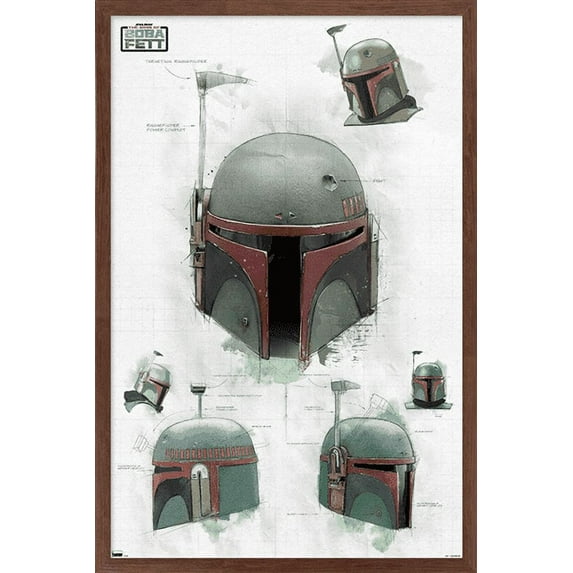 Star Wars: The Book of Boba Fett - Helmet Turns Wall Poster, 14.725" x 22.375", Framed