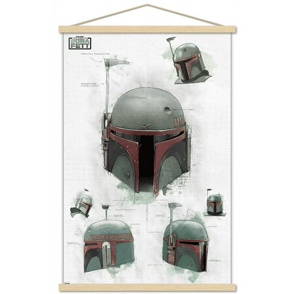 Star Wars: The Book of Boba Fett - Helmet Turns Wall Poster with Wooden Magnetic Frame, 22.375" x 34"