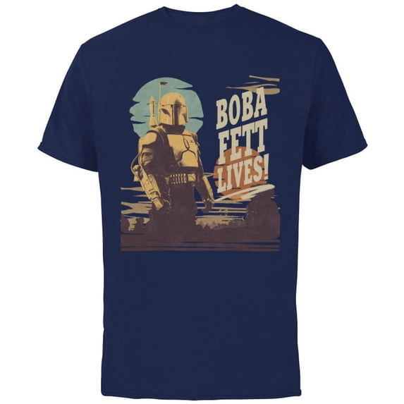 Star Wars The Book of Boba Fett Lives - Short Sleeve Cotton T-Shirt for Adults - Customized-Navy