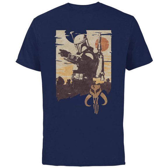 Star Wars The Book of Boba Fett Tatooine Battle - Short Sleeve Cotton T-Shirt for Adults - Customized-Navy