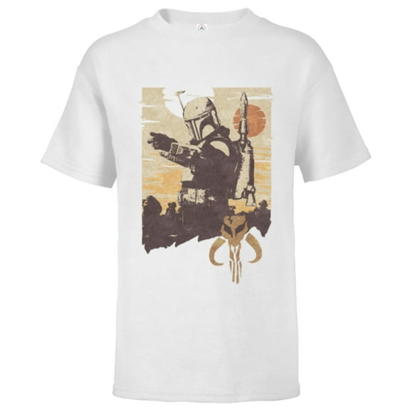 Star Wars The Book of Boba Fett Tatooine Battle - Short Sleeve T-Shirt for Kids – Customized-White