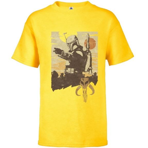 Star Wars The Book of Boba Fett Tatooine Battle - Short Sleeve T-Shirt for Kids – Customized-Yellow