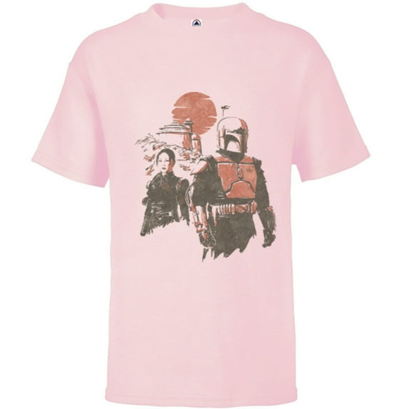Star Wars The Book of Boba Fett and Fennec Shand - Short Sleeve T-Shirt for Kids – Customized-Soft Pink