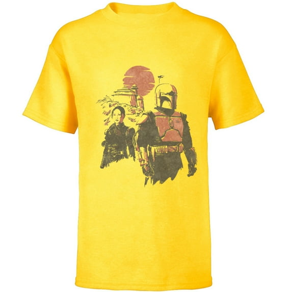 Star Wars The Book of Boba Fett and Fennec Shand - Short Sleeve T-Shirt for Kids – Customized-Yellow