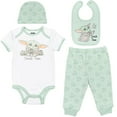 thumbnail image 1 of Star Wars The Child Infant Baby Boys Bodysuit Pants Bib and Hat 4 Piece Outfit Set Newborn to Infant, 1 of 5