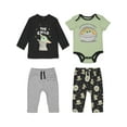 thumbnail image 1 of Star Wars The Child Infant Baby Boys Cuddly Mix N' Match Short Sleeve Bodysuit Long Graphic T-Shirt and Pants 4 Piece Layette Set 12 Months, 1 of 5