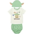 thumbnail image 1 of Star Wars The Child Infant Baby Boys Pullover T-Shirt Diaper Cover and Hat 3 Piece Outfit Set Green/White 12 Months, 1 of 5