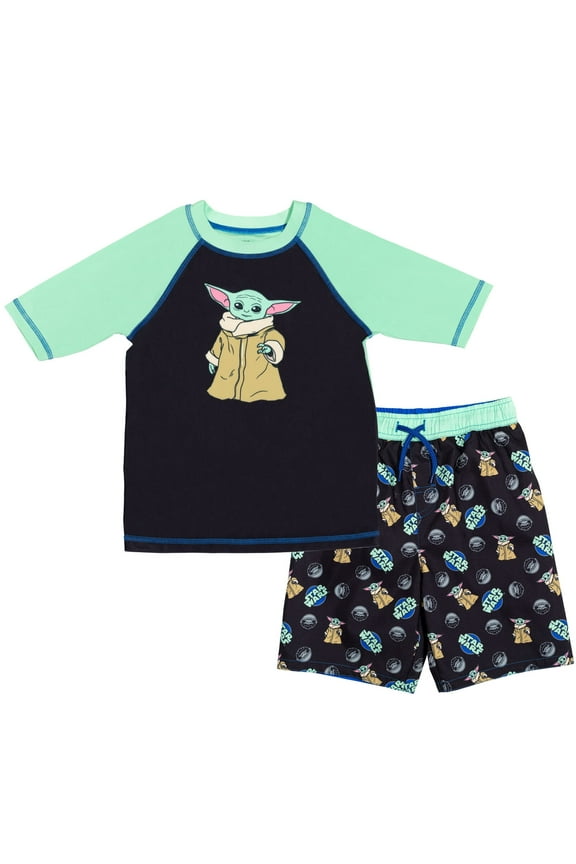 The Child Little Boys Pullover Rash Guard and Swim Trunks Outfit Set Little Kid to Big Kid