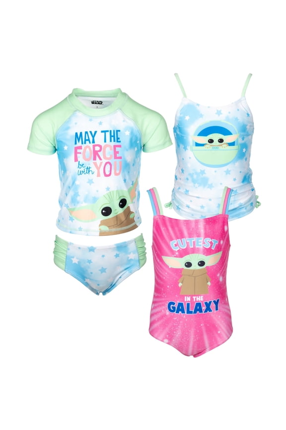 The Child Little Girls One Piece Bathing Suit Rash Guard Tankini Top and Bikini Bottom 4 Swimsuit Set Little Kid to Big Kid