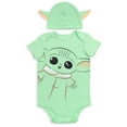 thumbnail image 1 of Star Wars The Child Newborn Baby Boys Cosplay Short Sleeve Bodysuit and Hat Green 0-3 Months, 1 of 5