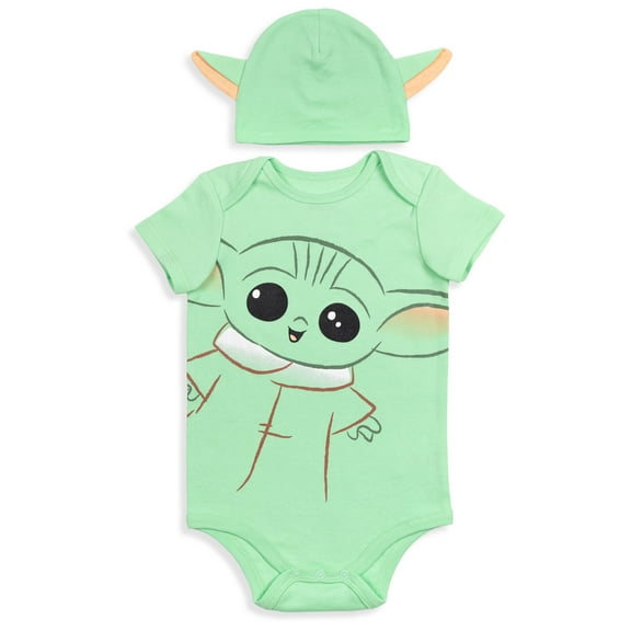 Star Wars The Child Newborn Baby Boys Cosplay Short Sleeve Bodysuit and Hat Green 6-9 Months