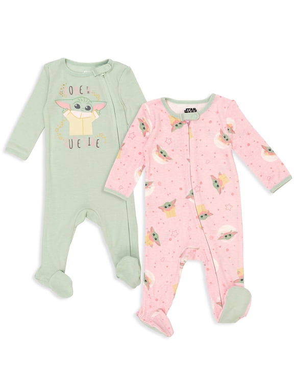 The Child Newborn Baby Girls 2 Pack Zip Up Sleep N' Plays Newborn to Infant