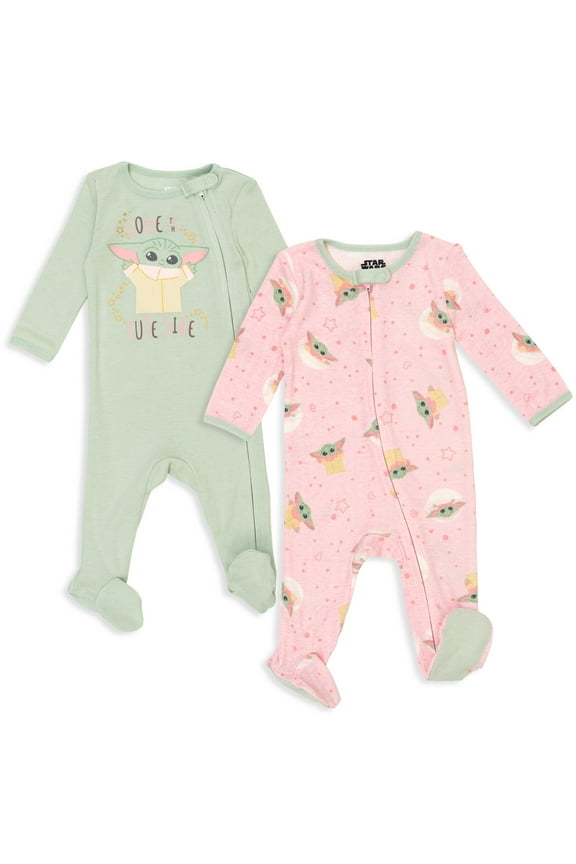 The Child Newborn Baby Girls 2 Pack Zip Up Sleep N' Plays Newborn to Infant