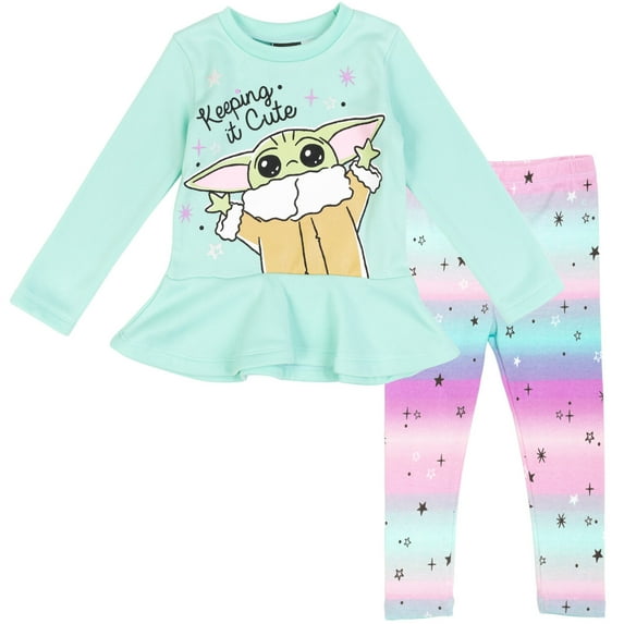 Star Wars The Child Toddler Girls Fleece Sweatshirt Dress and Leggings Outfit Set Infant to Big Kid