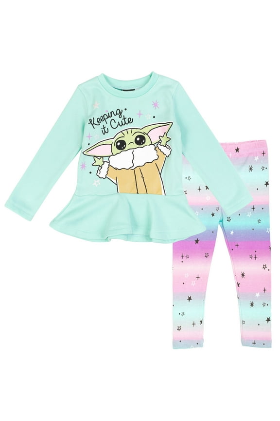 The Child Toddler Girls Fleece Sweatshirt Dress and Leggings Outfit Set Infant to Big Kid