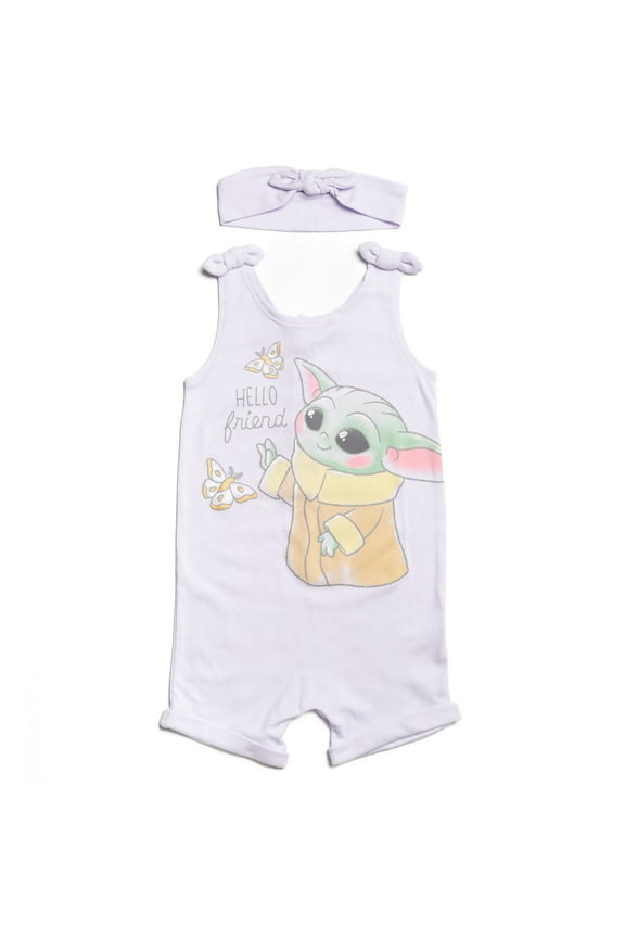 The Child Toddler Girls Snap Romper and Headband Newborn to Toddler