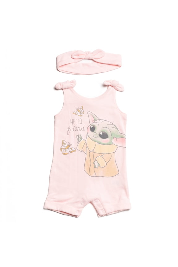 The Child Toddler Girls Snap Romper and Headband Newborn to Toddler