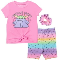 Star Wars The Child Toddler Girls T-Shirt Shorts and Scrunchie 3 Piece Outfit Set Infant to Big Kid
