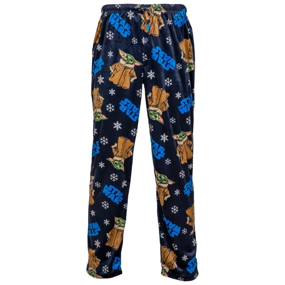 Star Wars The Child from The Mandalorian and Snowflakes Sueded Fleece Sleep Pants-XLarge (40-42)