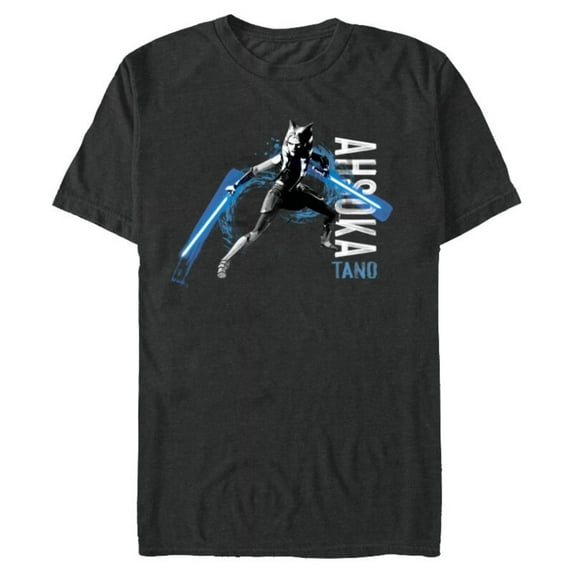 Star Wars The Clone Wars Ahsoka Tano Dual Lightsabers - Short Sleeve Blended T-Shirt for Adults - Customized-Dark Heather