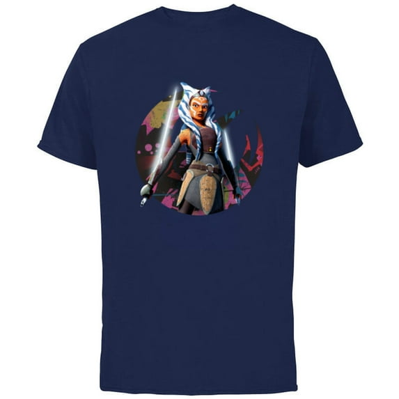 Star Wars The Clone Wars Ahsoka Tano Fearless Jedi - Short Sleeve Cotton T-Shirt for Adults - Customized-Navy