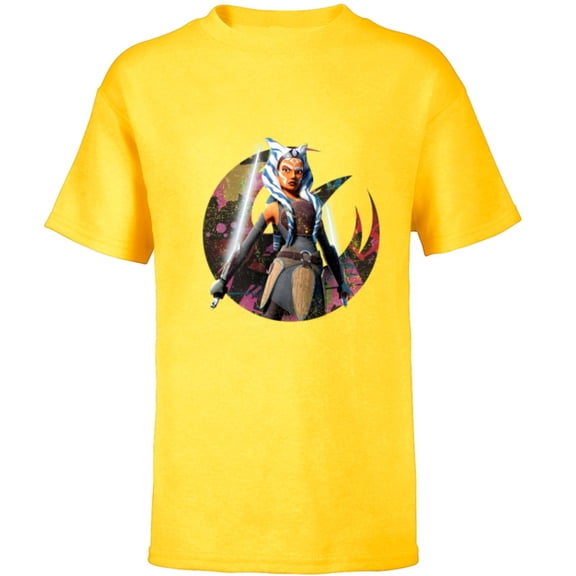 Star Wars The Clone Wars Ahsoka Tano Fearless Jedi - Short Sleeve T-Shirt for Kids - Customized-Yellow