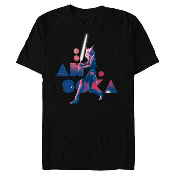 Star Wars The Clone Wars Ahsoka Tano Pink Galaxy - Short Sleeve Blended T-Shirt for Adults - Customized-Black