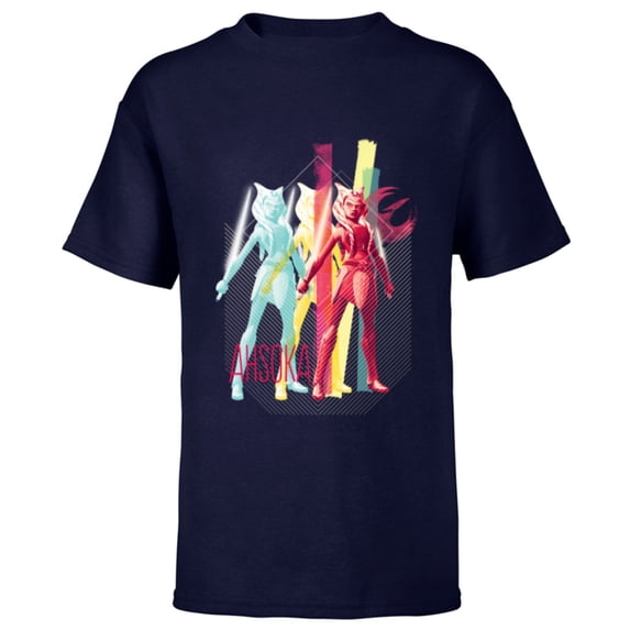 Star Wars The Clone Wars Ahsoka Tano Pop Art Repeat - Short Sleeve T-Shirt for Kids - Customized-Navy