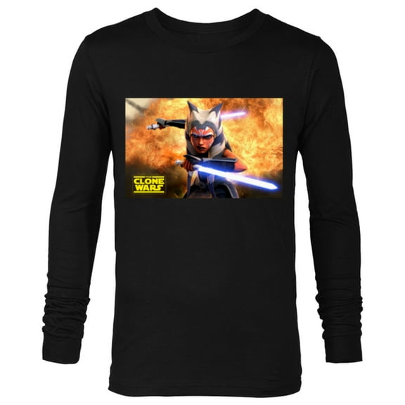 Star Wars The Clone Wars Ahsoka Tano Teaser Poster - Long Sleeve T-Shirt for Men- Customized-Black