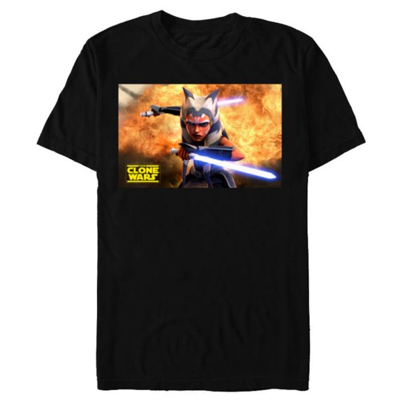 Star Wars The Clone Wars Ahsoka Tano Teaser Poster - Short Sleeve Blended T-Shirt for Adults- Customized-Black