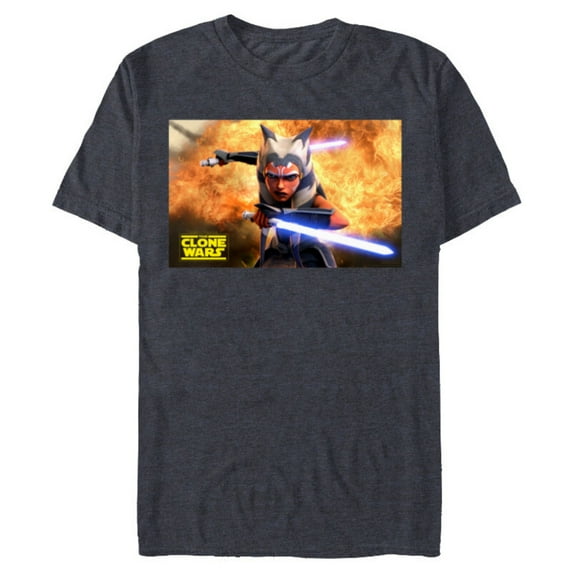 Star Wars The Clone Wars Ahsoka Tano Teaser Poster - Short Sleeve Blended T-Shirt for Adults- Customized-Navy Heather