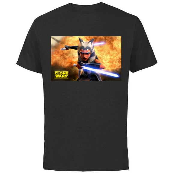 Star Wars The Clone Wars Ahsoka Tano Teaser Poster - Short Sleeve Cotton T-Shirt for Adults- Customized-Black