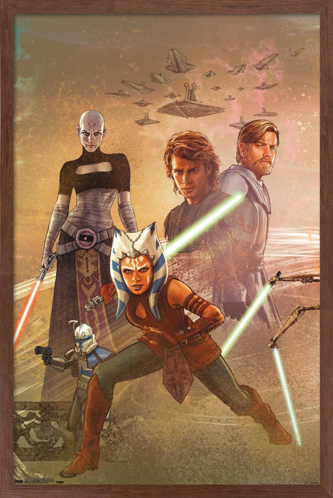 Star Wars: The Clone Wars - Celebration Mural Wall Poster, 14.725" x 22.375", Framed